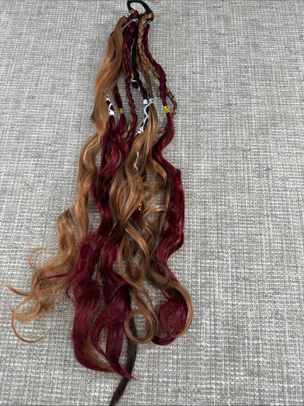 Boho Braided Clip-In Hair Extensions - Burgundy & Light Brown